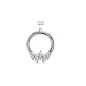 Piercing anneau segment acier cinq strass marquise (oreille, daith, septum)