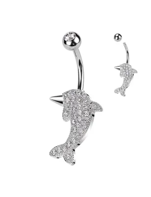 Piercing nombril dauphin pavé de strass