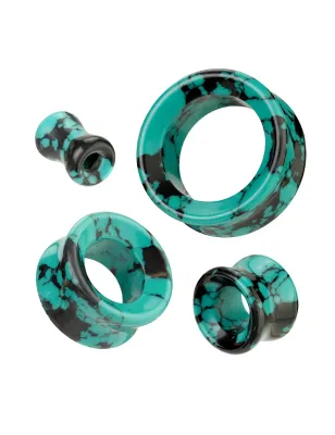 Piercing tunnel oreille turquoise noir sarcelle