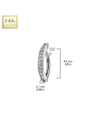 Piercing nombril Or blanc 14 carats anneau pavé de strass