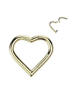 Piercing anneau segment titane doré coeur