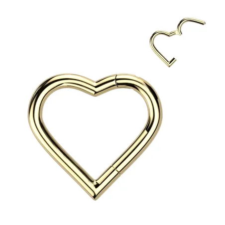 Piercing anneau segment titane doré coeur