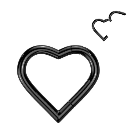 Piercing anneau segment titane noir coeur