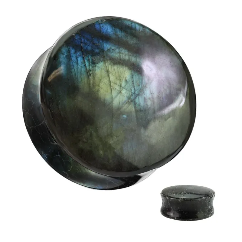 Piercing plug pierre naturelle labradorite