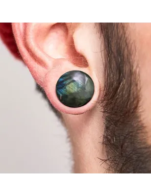 Piercing plug pierre naturelle labradorite