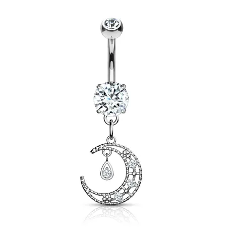 Piercing nombril pendentif croissant de lune