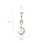 Piercing nombril pendentif croissant de lune plaqué or