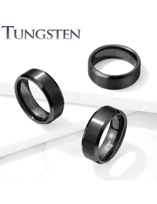 Bague homme tungstène centre brossé gunmetal