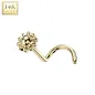 Piercing nez or jaune 14 carats tige tire-bouchon fleur