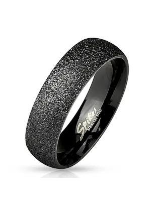 Bague acier noir finition sablée