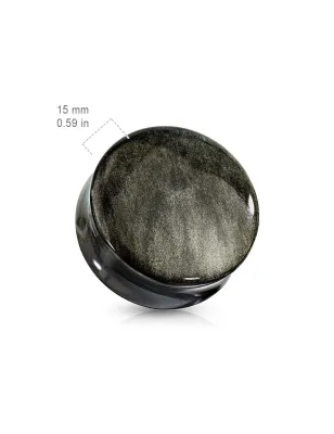 Piercing plug pierre obsidienne dorée