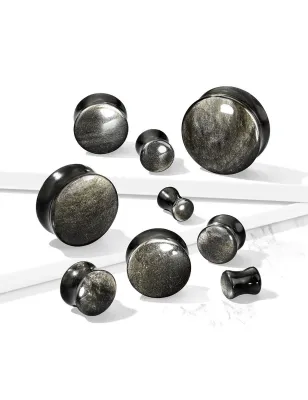 Piercing plug pierre obsidienne dorée