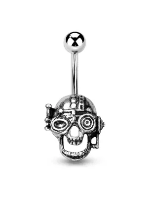 Piercing nombril crâne steampunk