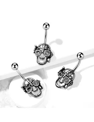 Piercing nombril crâne steampunk