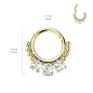 Piercing anneau segment acier doré zircon et perles (oreille, daith, septum)