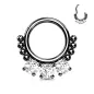 Piercing anneau segment acier noir zircon et perles (oreille, daith, septum)