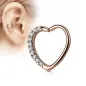 Piercing oreille cartilage daith coeur strass plaqué or rose