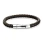 Bracelet homme cuir tressé marron fermoir argenté