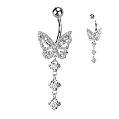 Piercing nombril papillon multiples strass