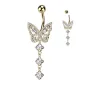 Piercing nombril papillon doré multiples strass