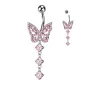 Piercing nombril papillon multiples strass rose