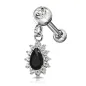 Piercing cartilage oreille pendentif poire strass noir