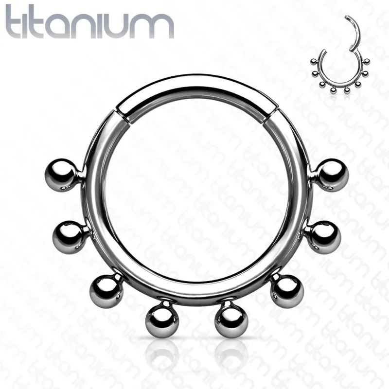 Piercing anneau segment titane avec spheres (septum, daith)