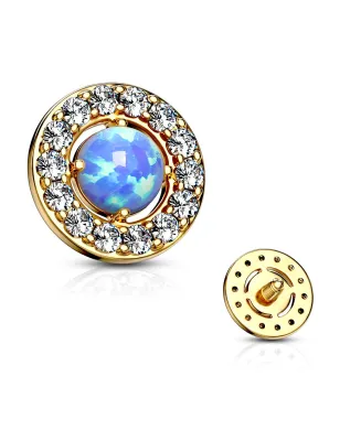 Piercing microdermal opalite bleue entourée de strass