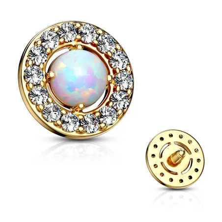 Piercing microdermal opalite blanche entourée de strass