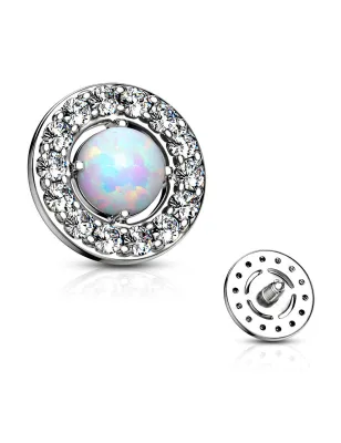 Piercing microdermal opalite blanche entourée de strass