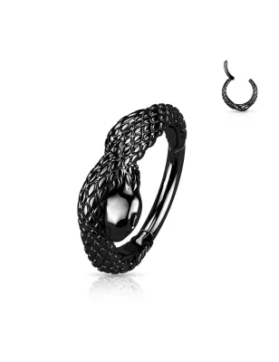 Piercing anneau oreille noir serpent