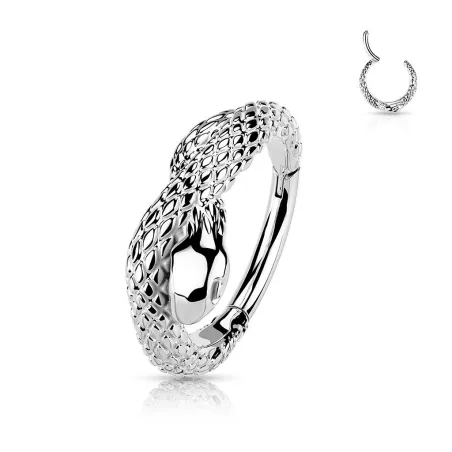 Piercing anneau oreille acier serpent