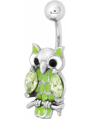 Piercing nombril hibou email vert zircon