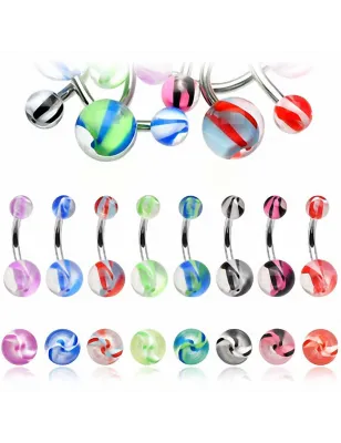 Lot de 8 piercing nombril boules aspect verre