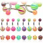 Lot de 8 piercing nombril boules candy tricolores