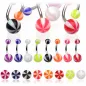 Lot de 8 piercing nombril boules candy bicolores