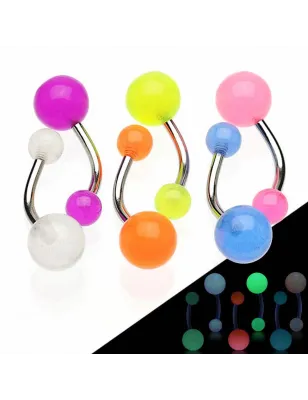 Lot de 6 piercing nombril boules phosphorescentes