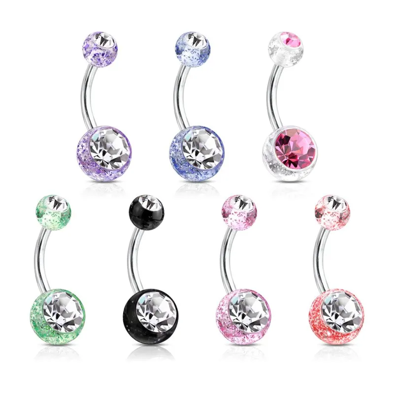 Piercing nombril paillettes strass