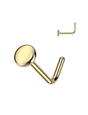 Piercing nez tige en L titane doré disque plat