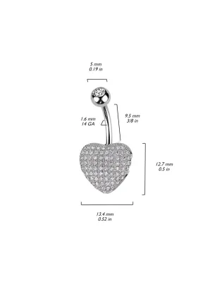 Piercing nombril coeur relief pavé de strass