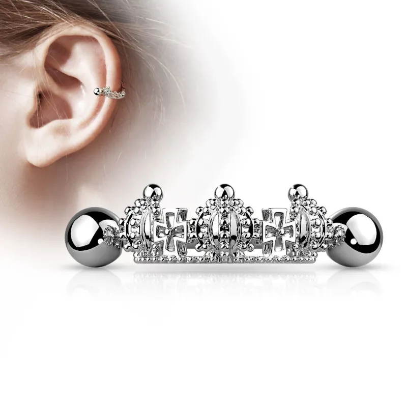 Piercing oreille hélix manchette triple couronne