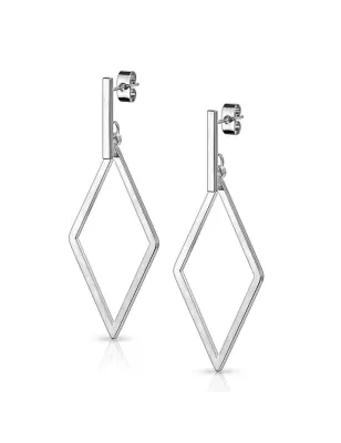 Paire Boucles d'oreille clous barre et pendentif losange