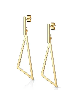 Paire Boucles d'oreille clous barre et pendentif triangle doré