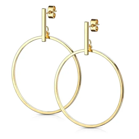 Paire Boucles d'oreille clous barre et pendentif cercle doré