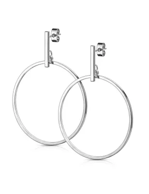 Paire Boucles d'oreille clous barre et pendentif cercle