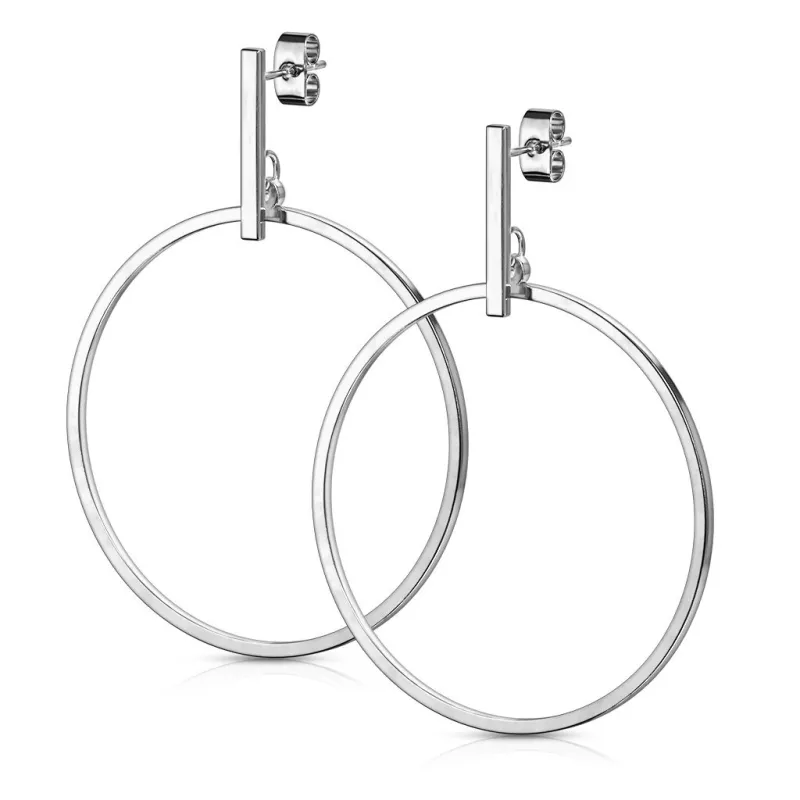 Paire Boucles d'oreille clous barre et pendentif cercle