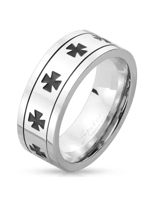 Bague tournante homme motif croix de fer