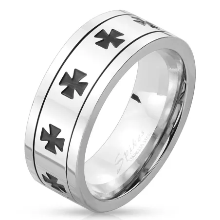 Bague tournante homme motif croix de fer