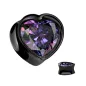 Piercing plug acier noir en forme de coeur