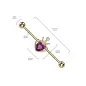 Piercing industriel oreille couronne et coeur rose